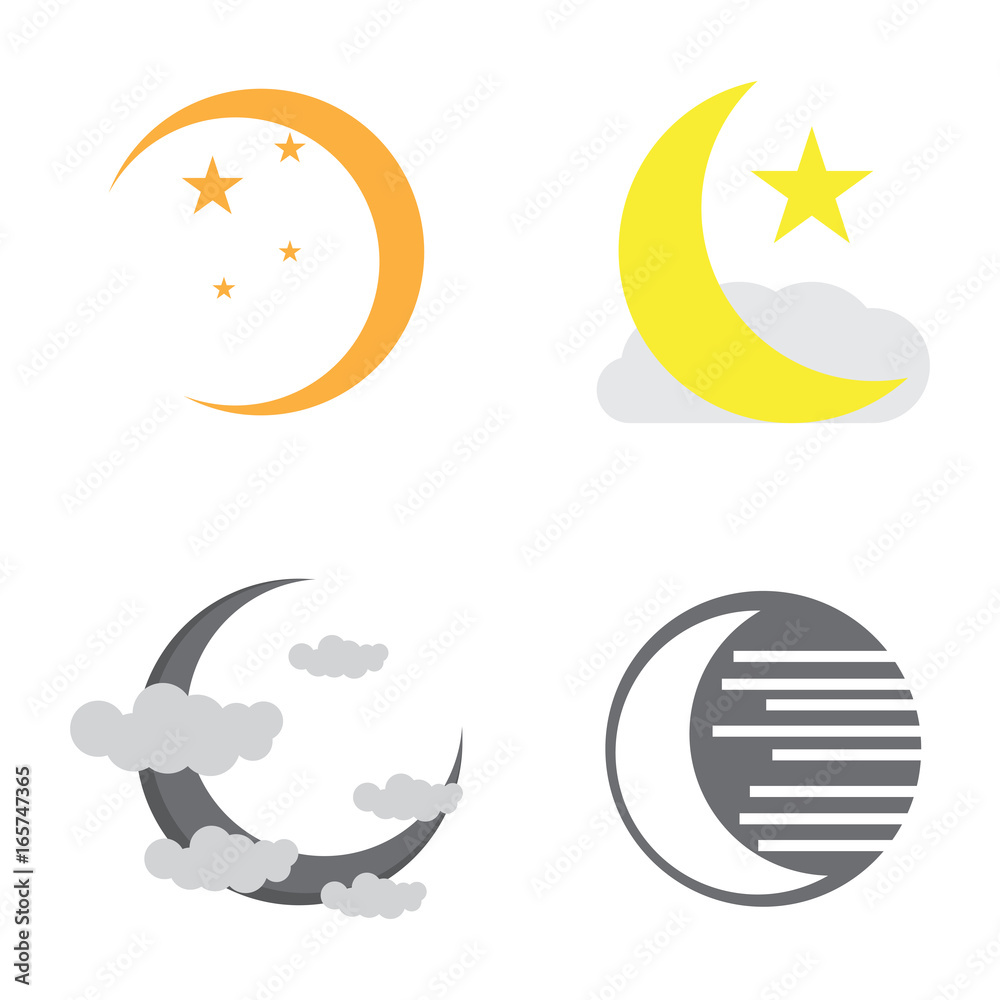 Set of moon icons on a white background, Vector illustration Set of moon icons on a white background, Vector illustration