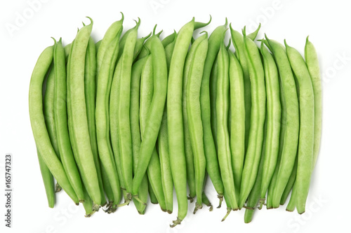 Green beans on white background