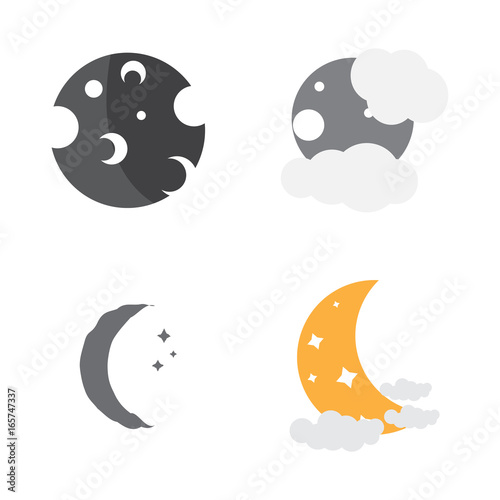 Set of moon icons on a white background, Vector illustration