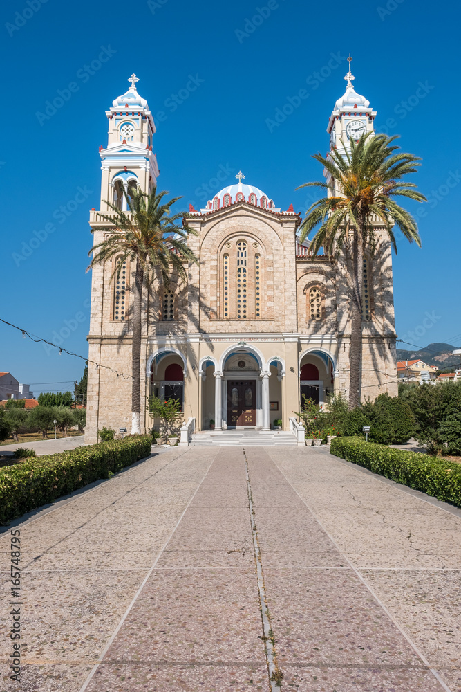 KARLOVASI, GREECE - JULY 7 : Agios Nikolaos Church on July 7, 2017 in Karlovasi Samos