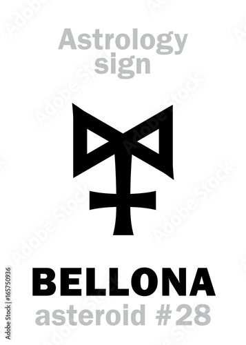 Astrology Alphabet: BELLONA, asteroid #28. Hieroglyphics character sign (single symbol). photo