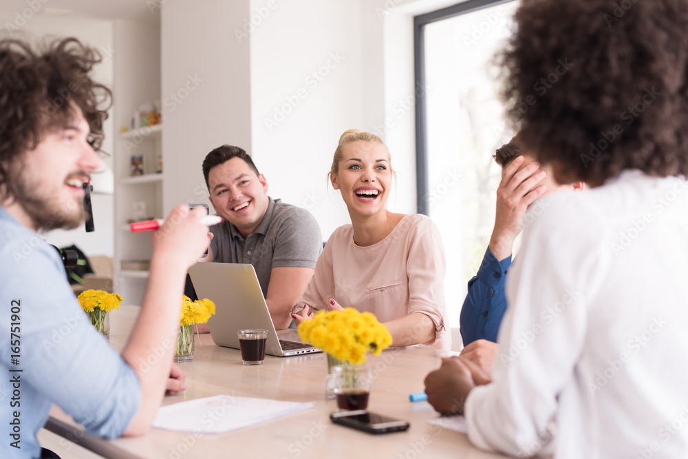 Multiethnic startup business team on meeting