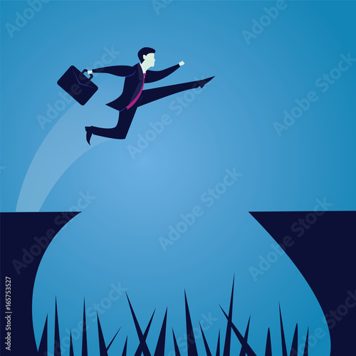 Businessman Jumping Over Gap