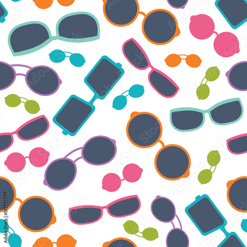 Vector colorful sunglasses shades summer vacation seamless pattern. Great for...