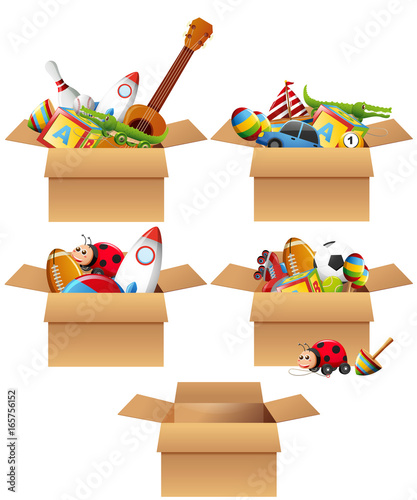 Boxes full of toys