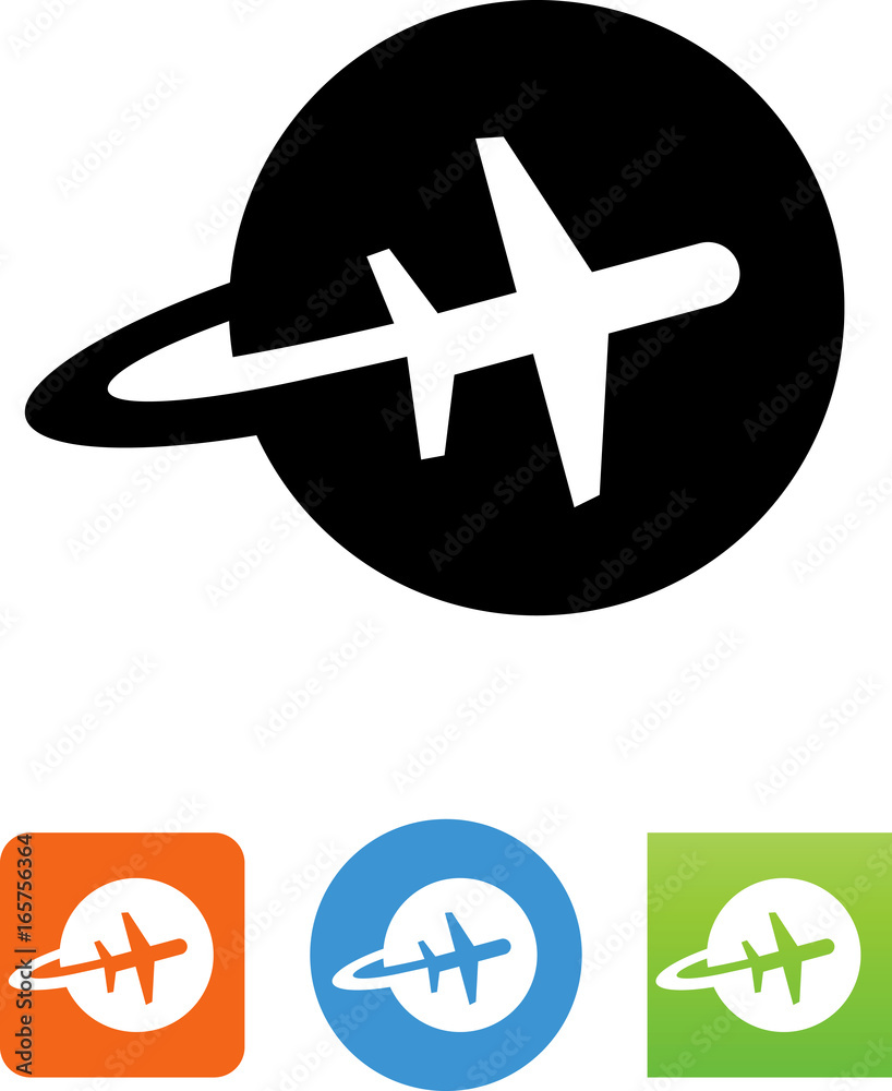 Globe With Plane Icon - Illustration Globe With Plane Icon - Illustration