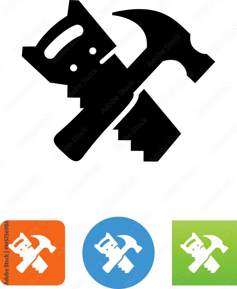 Hammer And Saw Icon - Illustration Hammer And Saw Icon - Illustration