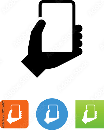 Hand Holding Smart Phone Icon - Illustration