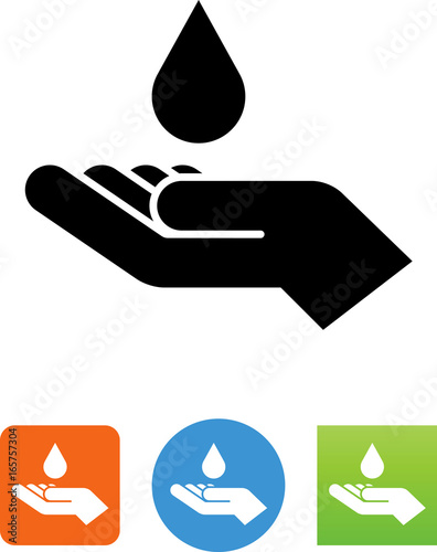 Hand With Droplet Icon - Illustration