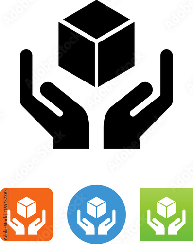 Hands Holding Cube Icon - Illustration