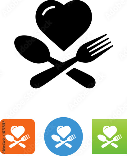 Heart With Fork And Spoon Icon - Illustration