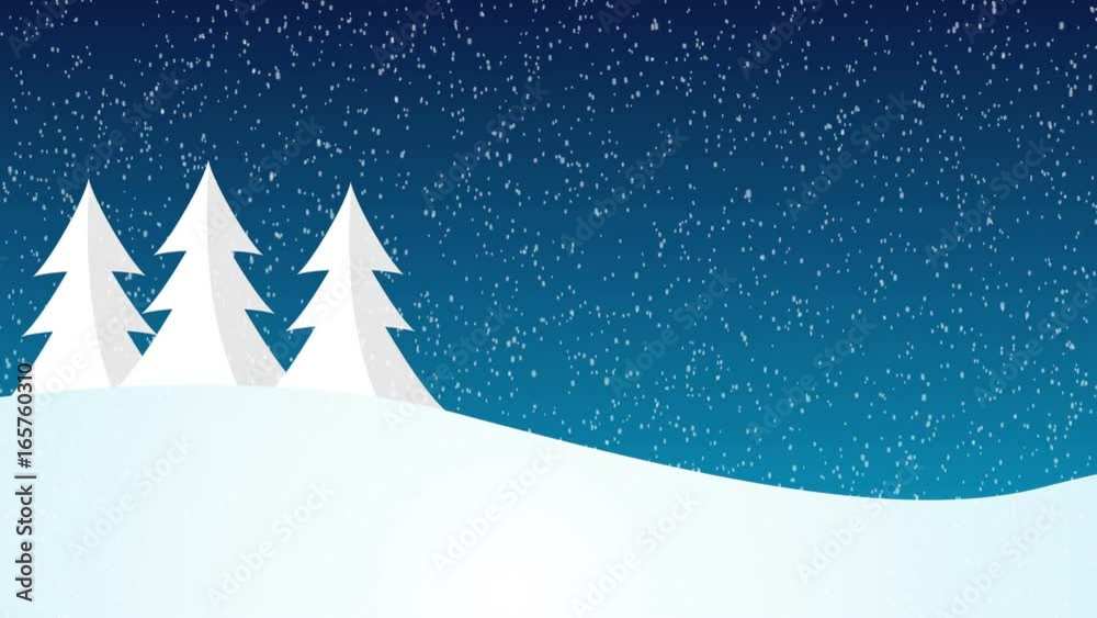 Christmas snowscape tree moving in wind with room for text graphics and logos background
