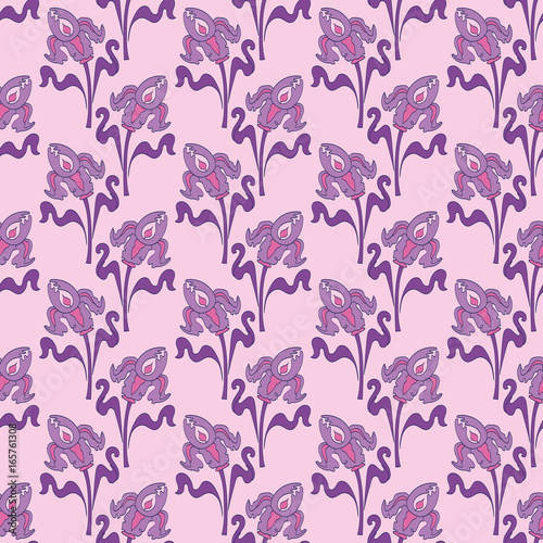 Fototapeta Naklejka Na Ścianę i Meble -  Art Nouveau flowers, Seamless floral patterned vintage style