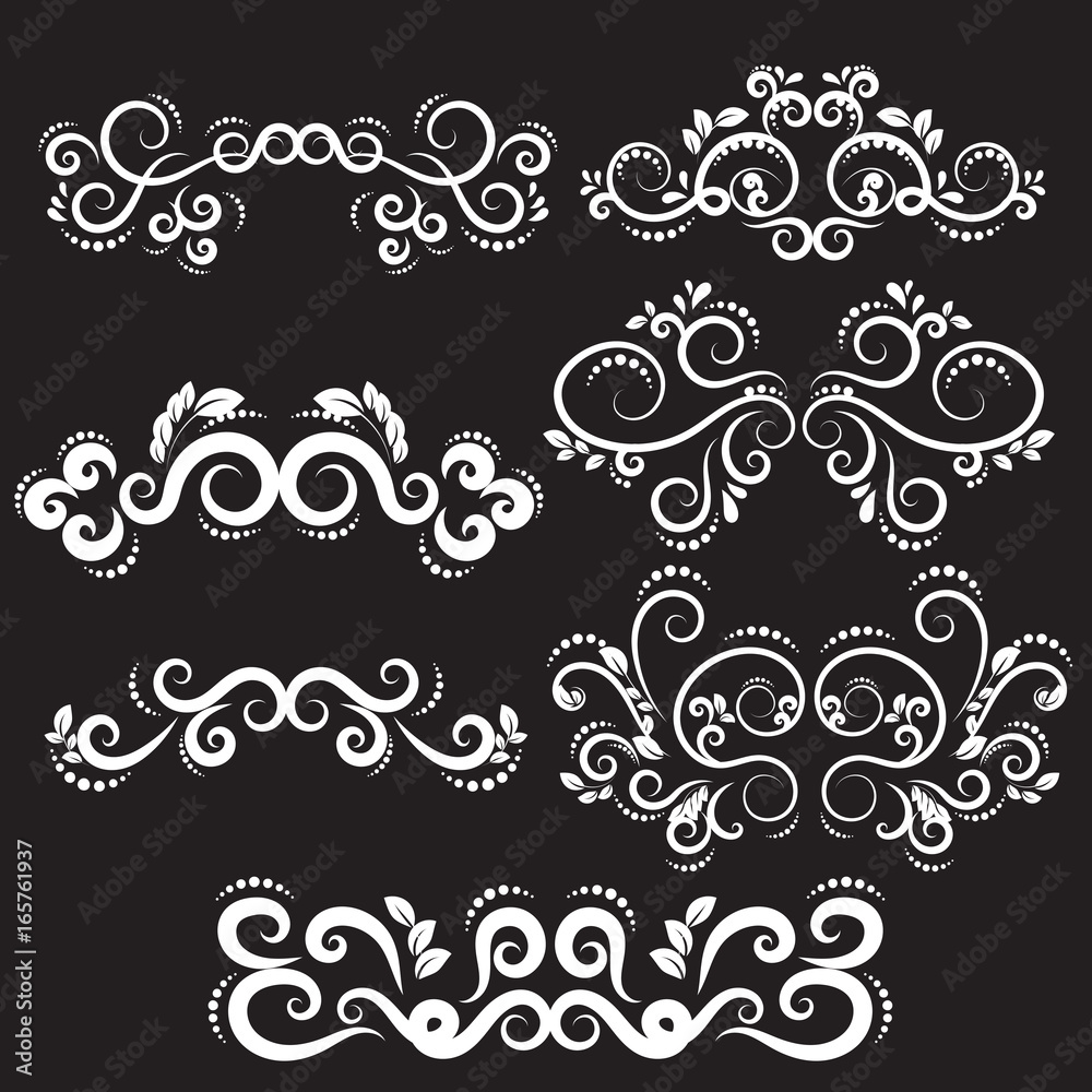 White and black Vintage frames and scroll elements 13