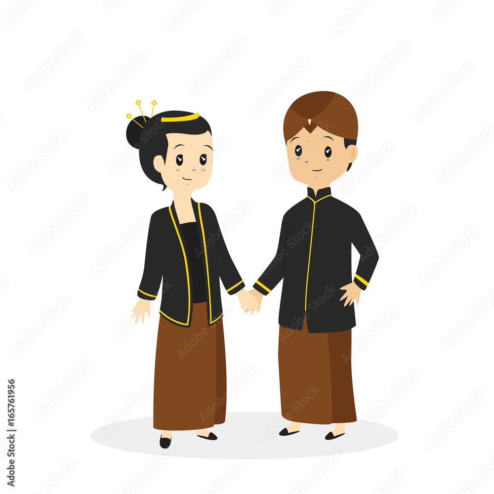 Indonesia - Javanese couple wearing traditional wedding dress, cartoon vector illustration Stock Vector | Adobe Stock Indonesia - Javanese couple wearing traditional wedding dress, cartoon vector illustration Stock Vector | Adobe Stock
