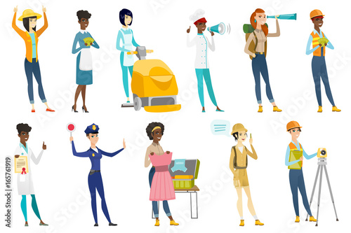 Professional women vector illustrations set.