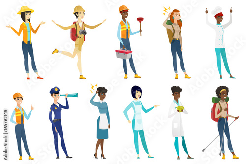 Professional women vector illustrations set.