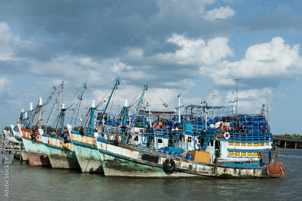 Fishing Boats in a Harbour.