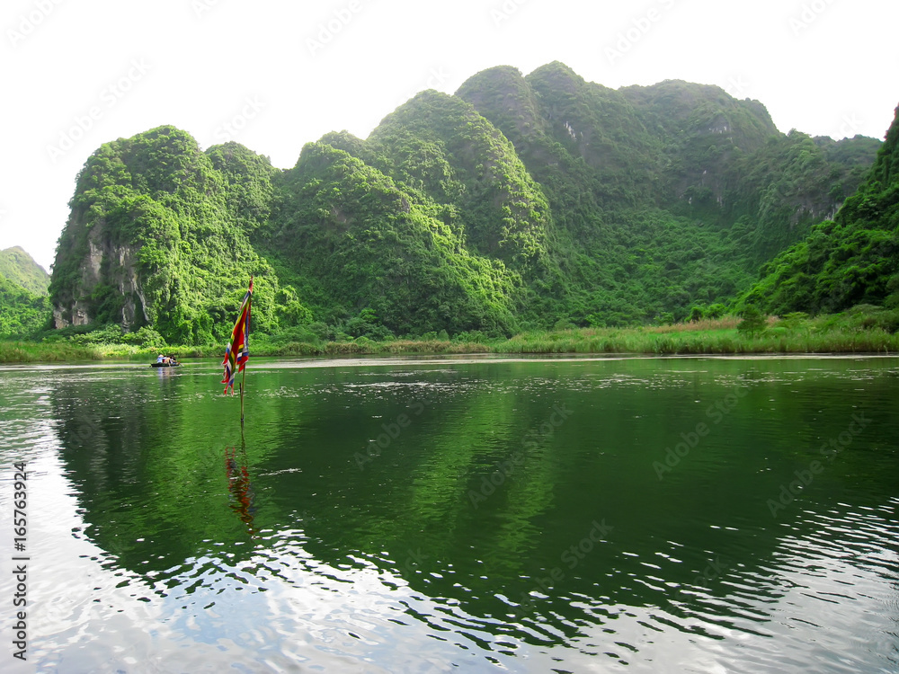 Landscape with moutain and river, Trang An, Ninh Binh, Vietnam