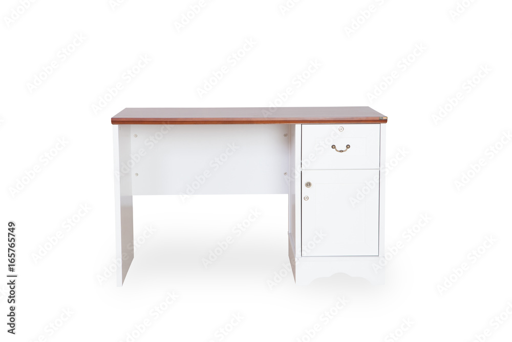 Empty desk isolated on white background with space for copy and clipping path. Empty desk isolated on white background with space for copy and clipping path.