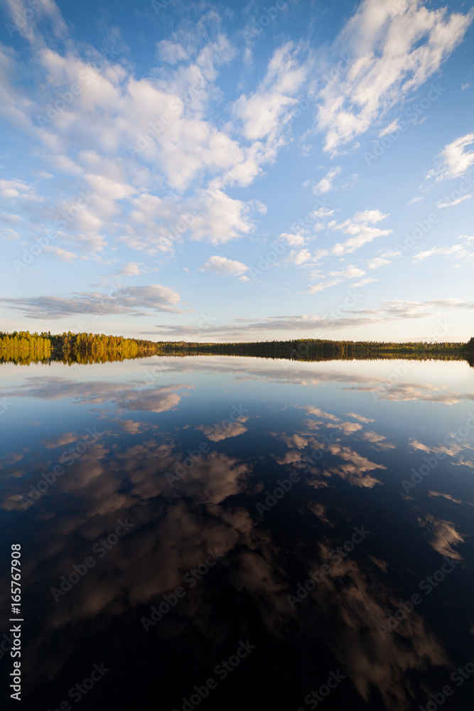 Still lake perfect reflection of sky and clouds Still lake perfect reflection of sky and clouds