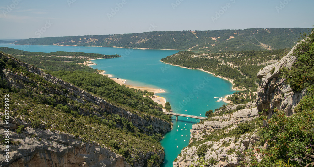 Scenic landscape near Sainte-Croix-du-Verdon lake in Provence near Verdon gorge
