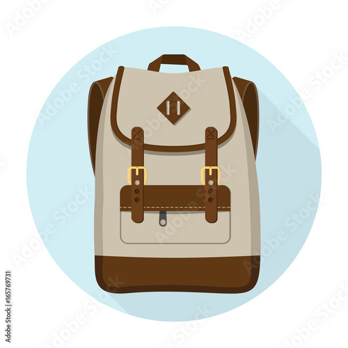 Backpack Rucksack Flat Design Vektor Grafik Illustration Icon