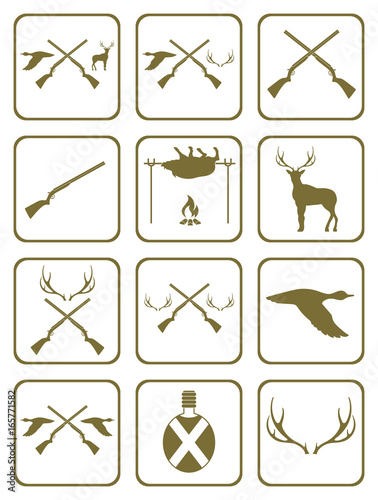 Set of Hunting club logo icon