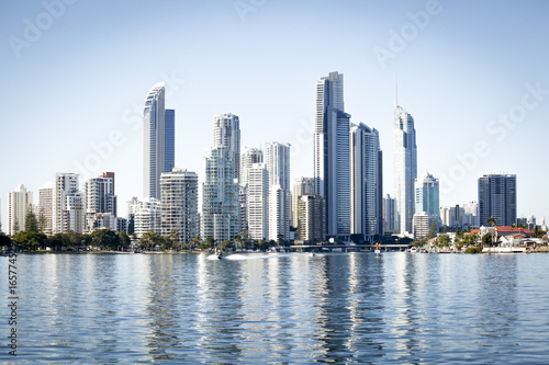 Skyline and reflection of the Surfers Paradise high rise on a crystal clear morning. © Miriam