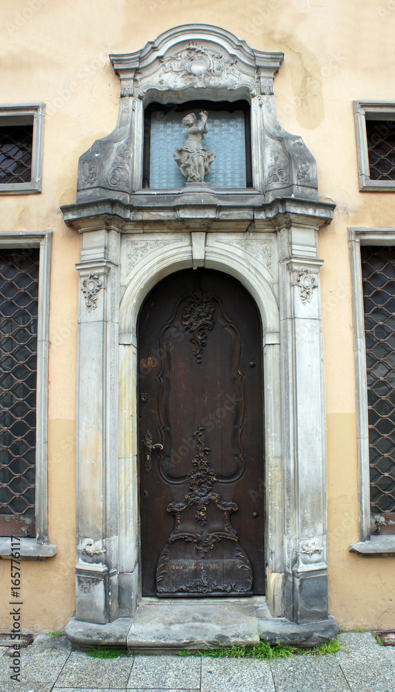 Beautiful old wooden door, Gdansk, Poland