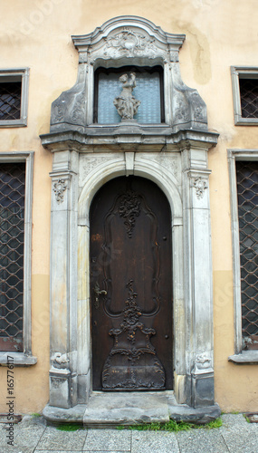 Beautiful old wooden door, Gdansk, Poland © Lunnaya