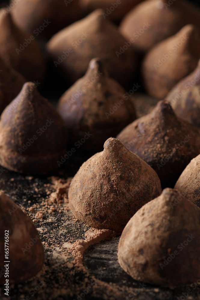 Chocolate truffles with cocoa powder Chocolate truffles with cocoa powder