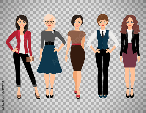 Cute young women on transparent background