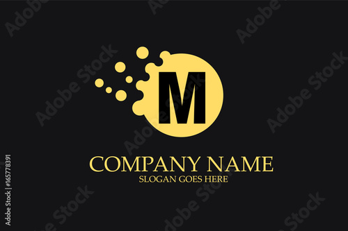 M Letter Logo Design with Yellow Dots