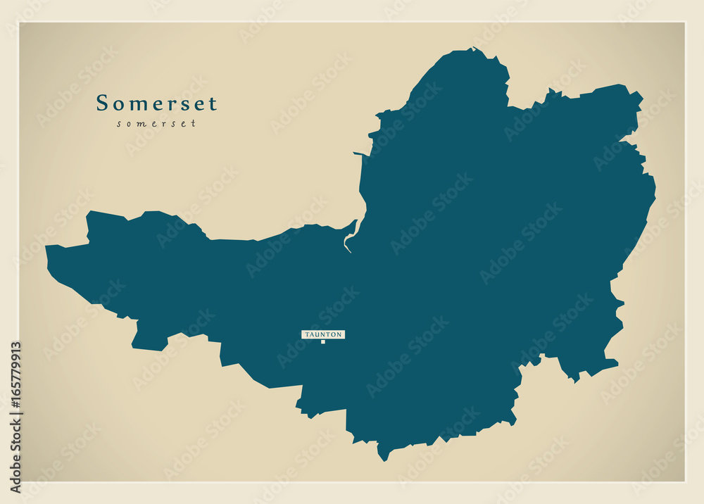Modern Map - Somerset county England UK illustration