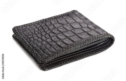 Crocodile leather wallet on white background