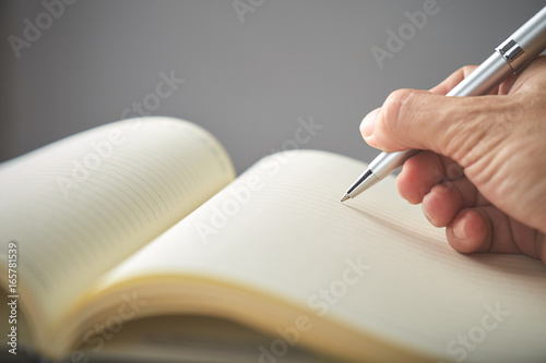 Hand writing in business diary