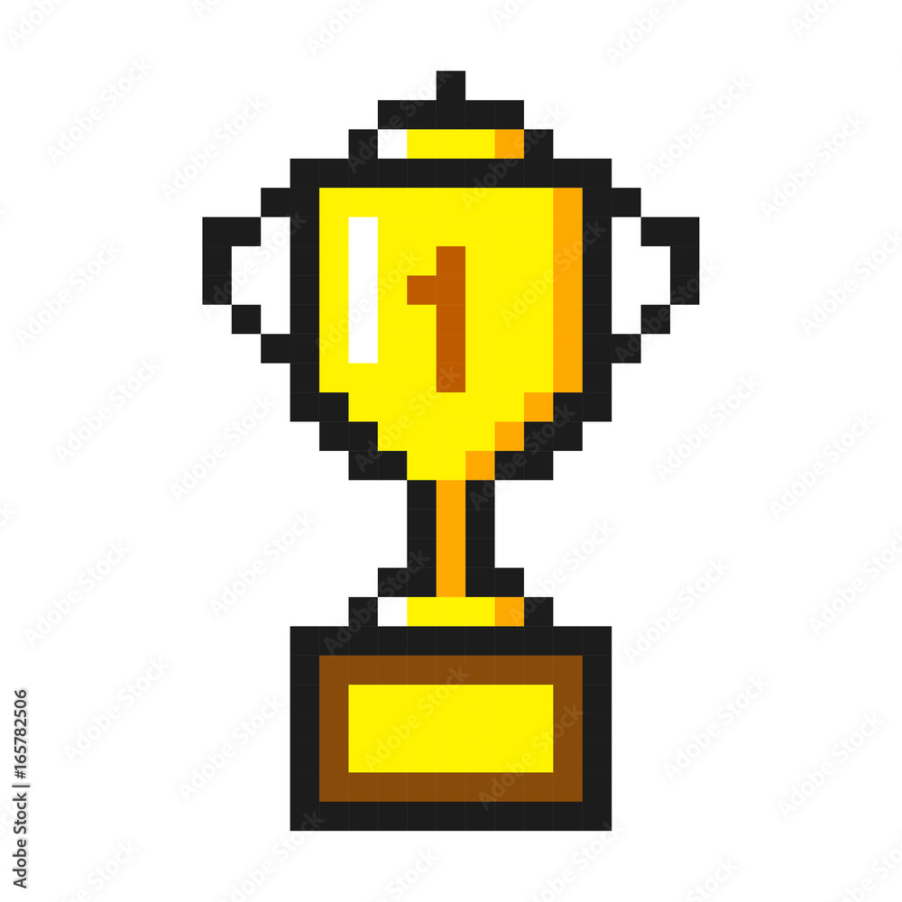 Pixel art golden cup award trophy icon Stock Vector | Adobe Stock