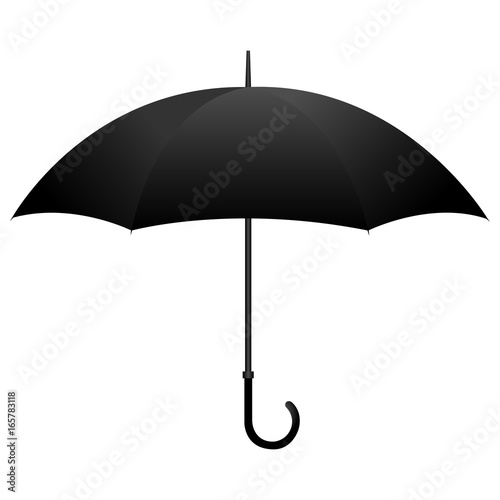 Black open umbrella mockup isolated on white background. Vector illustration