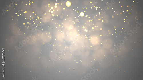 Christmas Background. Golden Holiday Abstract Glitter Defocused Background With Blinking Stars. Blurred Bokeh