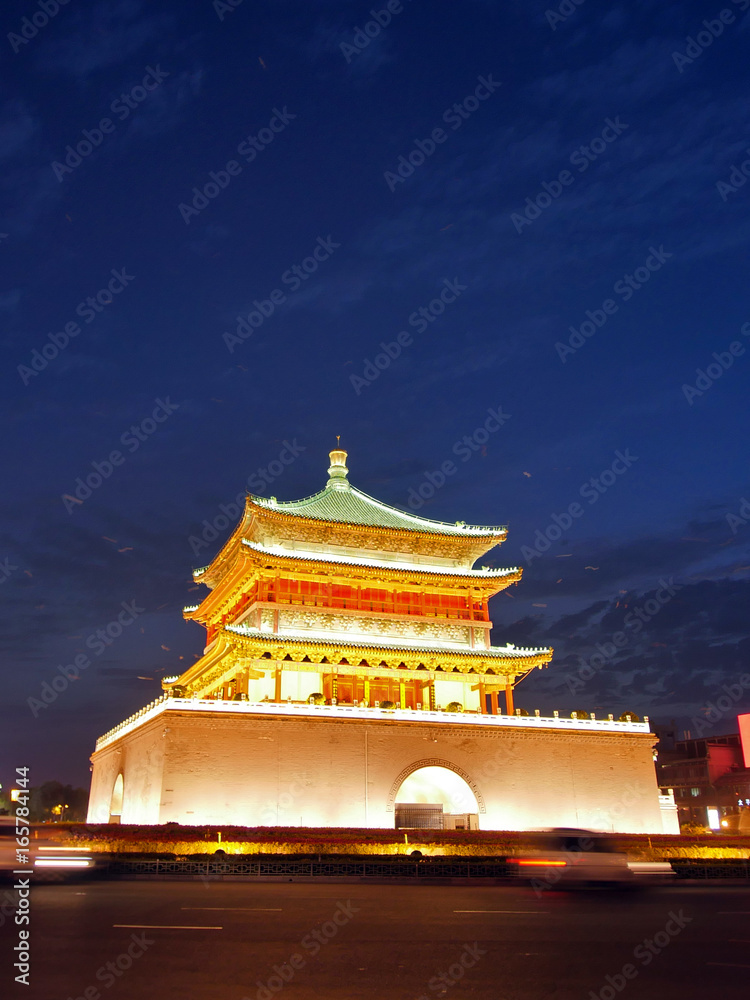 Night at Bell tower in Xian, Chaina