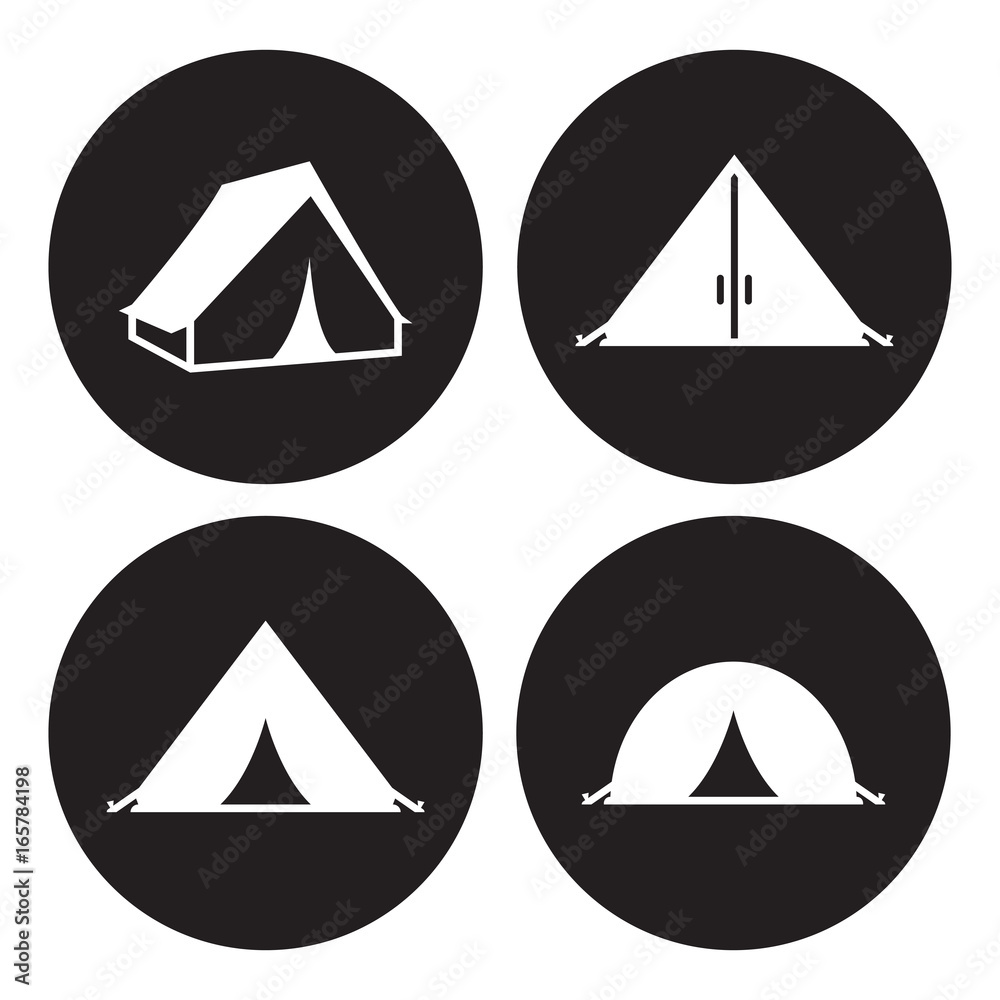 Tourist tent icons set Tourist tent icons set
