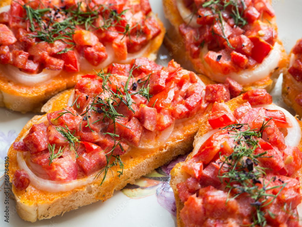 teatime sandwiches with sausage and tomatoes teatime sandwiches with sausage and tomatoes