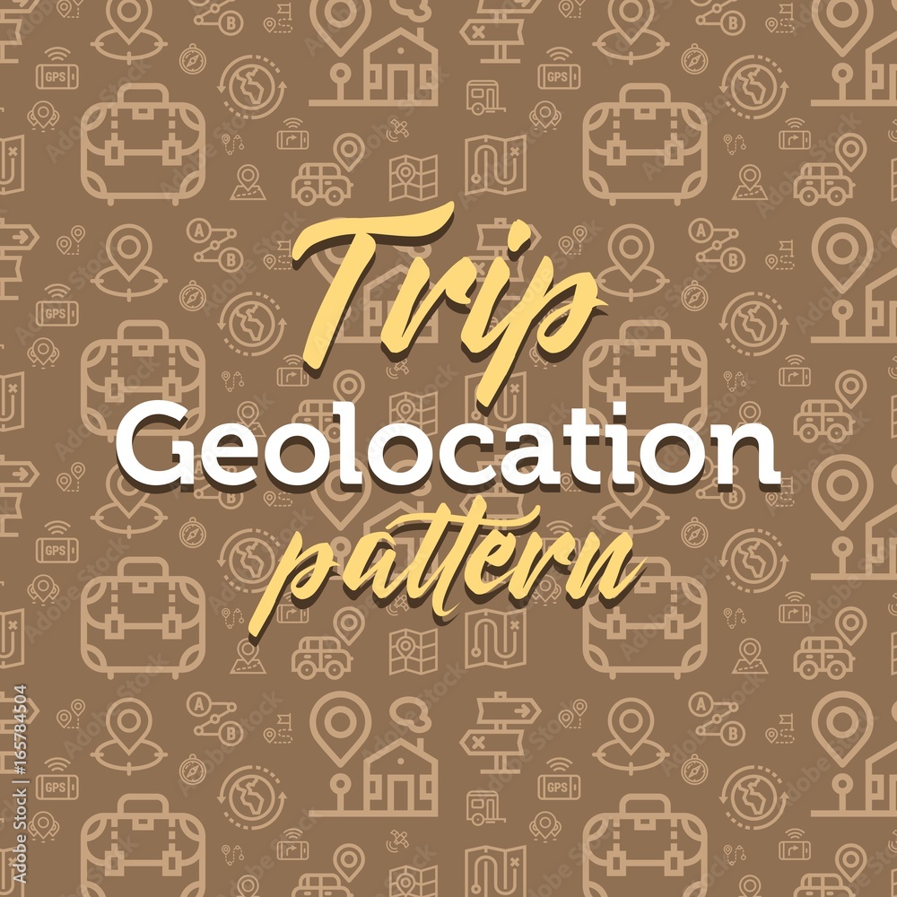 Location pattern illustration with vector outline simple flat icons on texture background
