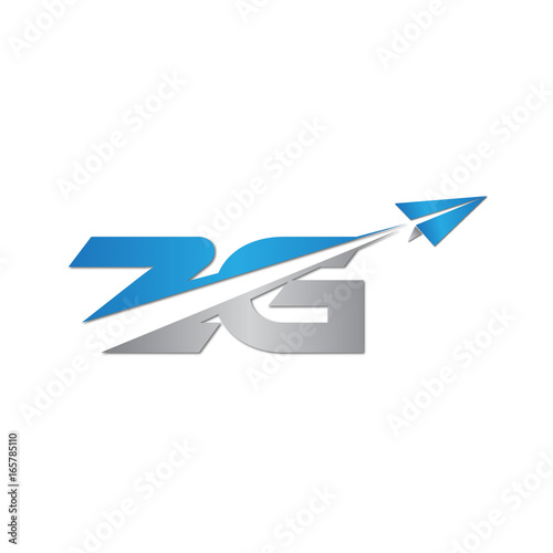 ZG initial letter logo origami paper plane