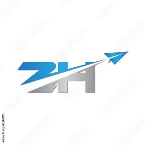 ZH initial letter logo origami paper plane