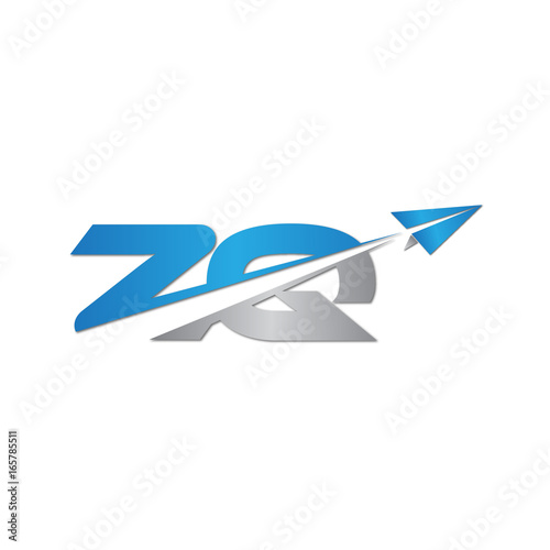 ZQ initial letter logo origami paper plane