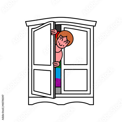 Coming out Wardrobe LGBT symbol. Open closet door. Get out of wardrobe gay. recognition Furniture