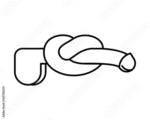 penis knot. Sex impotence allegory symbol. impotent sign