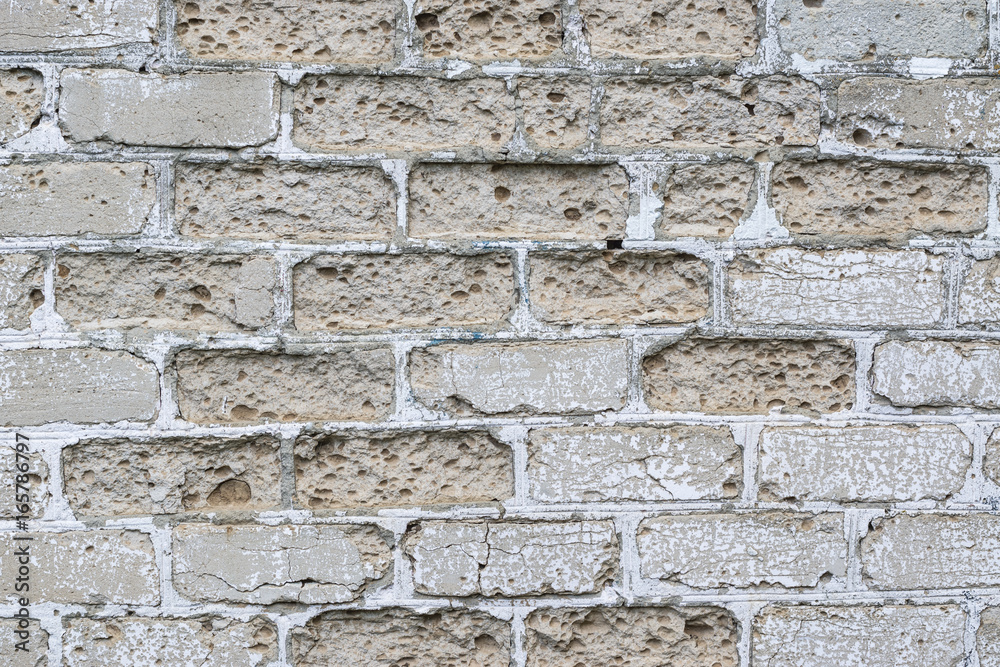 Fototapeta premium Detailed texture. Grungy brick wall. Vintage background.